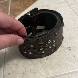 Womens Brown Studded Leather Belt